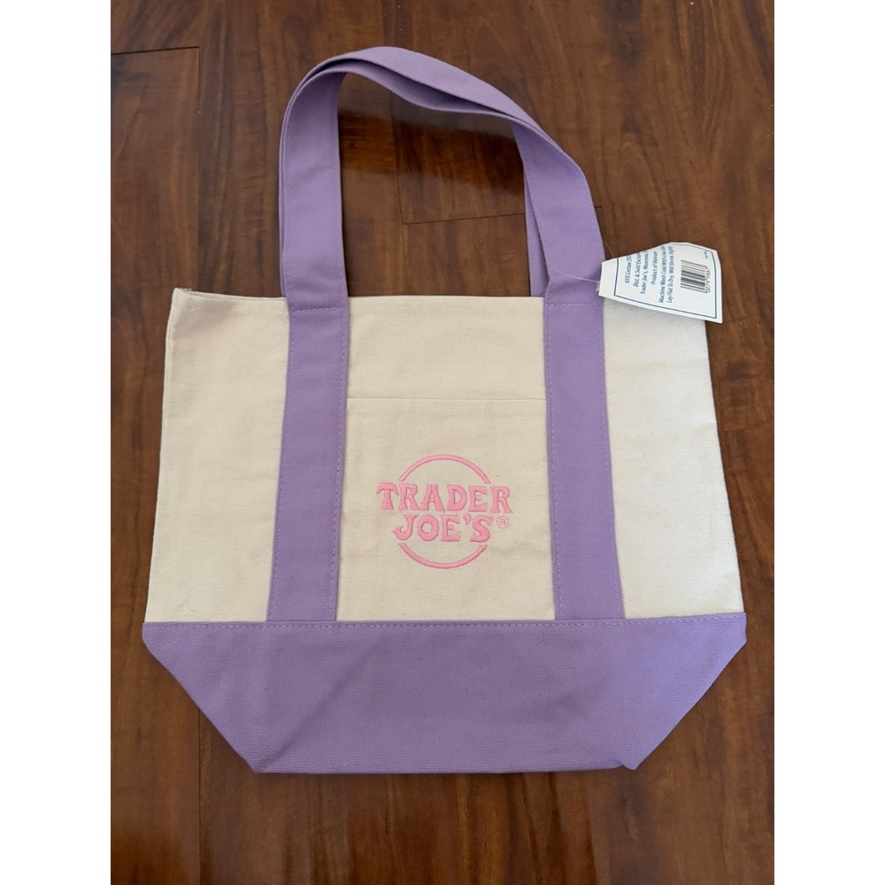 Trader Joe's 2026 Mini Canvas Pastel Reusable Tote Bag Purple NEW 2026